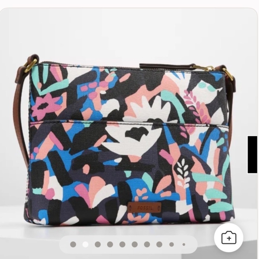 Fossil | Women's Multicolor Fiona Abstract‎ Floral Coated Canvas Crossbody Bag - Picture 2 of 12